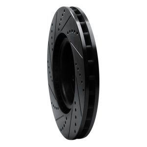 Volvo V70 Brake Rotor (1) - Front Right - R1 Concepts - Drilled & Slotted - Black - `04-`07